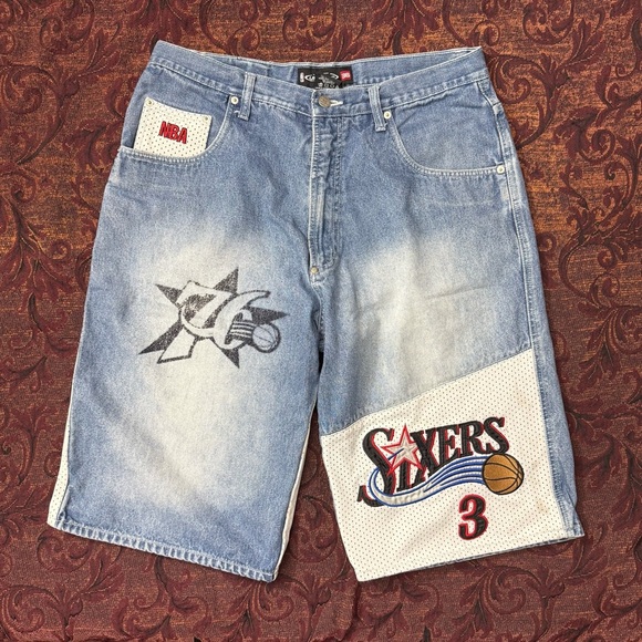 90s Vintage Allen Iverson Unk Denim Shorts - Picture 1 of 5